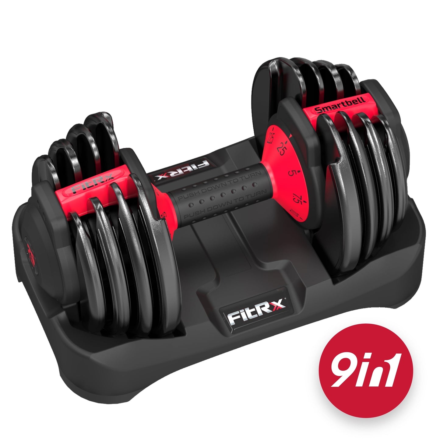 Smartbell, 25Lbs. Quick-Select 9 in 1 Adjustable Dumbbell for Home Gym, 5-25Lbs. Weight in 2.5Lbs Increments